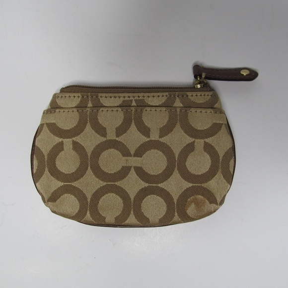 COACH Signature Logo Brown Wristlet Coin Purse - Picture 3 of 9
